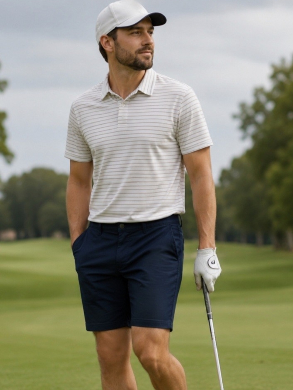 Caliville Mens Size XXL Flat-Front Cotton Blend Chino Shorts in Navy